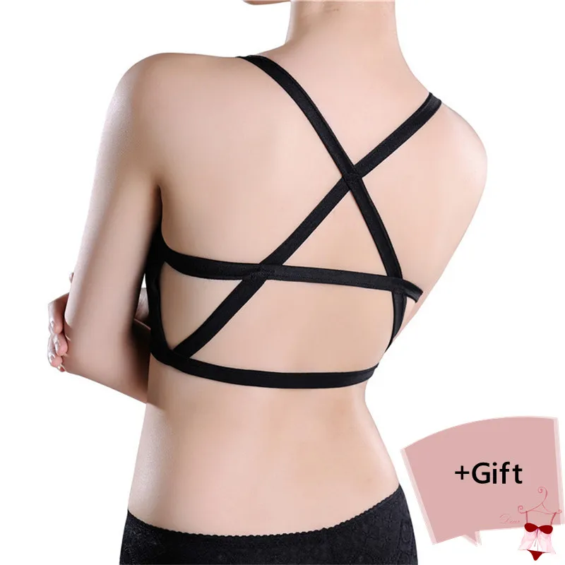

Sexy Women Cross Bauty Back Bra Wrapped chest Padded Brassiere Tank Top Bra Push Up Breathable For Women