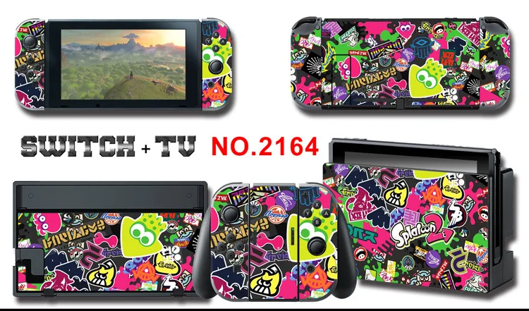 1set New Cute Anime Full Body Sticker for NS Switch Protective Cover Skin Colorful Art for Game Console Joy-Con Controller Decor