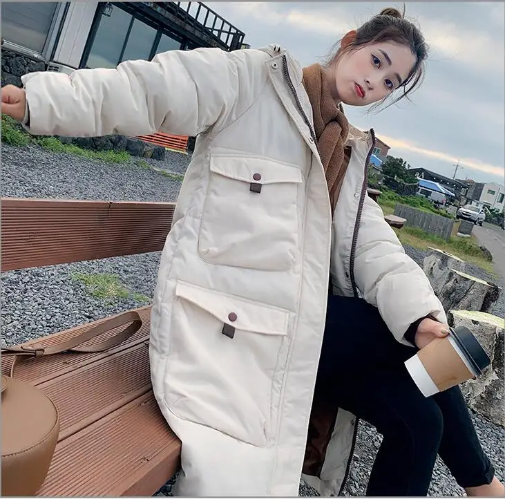 

Big pocket Women Parks Tops Feminine Coat Clothing Warm Jacket Winter parkas Long Outerwear Fashion sobretudo feminino hat