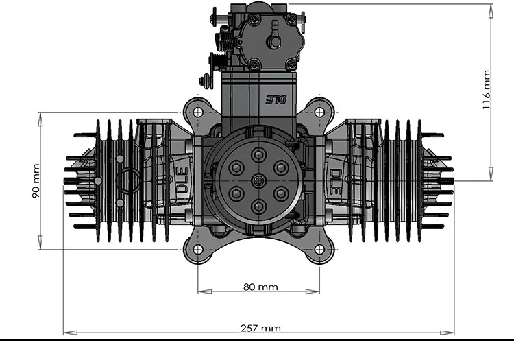 DLE222 RC самолет БПЛА бензиновый двигатель четырехцилиндровый двухтактный боковой выхлоп естественный ветер холодный ручной старт 222CC смещение