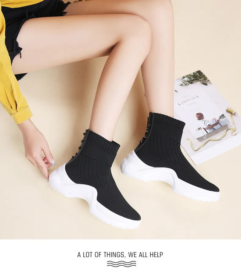 PINSEN/ г. Осенне-зимние женские ботинки удобные модные зимние ботильоны женские зимние теплые дамские носки на шнуровке