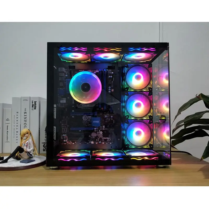 RGB Вентилятор охлаждения шасси настольного компьютера бесшумный волшебный цвет меняющий вентилятор с контроллером