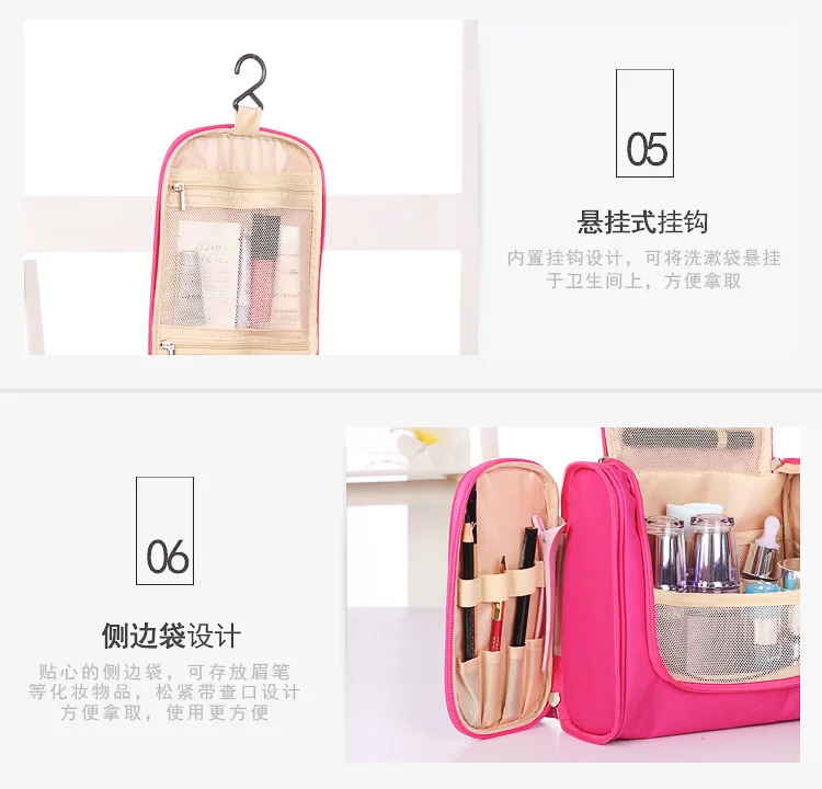 Korean hook double open toiletries Bag Travel Portable big ear toiletries bag toiletries storage bag