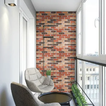 

Faux Brick Printed Wallpaper Red Brown Brick Wallpaper Self-Adhesive Wallpaper DIY Removable Waterproof Stick Paper