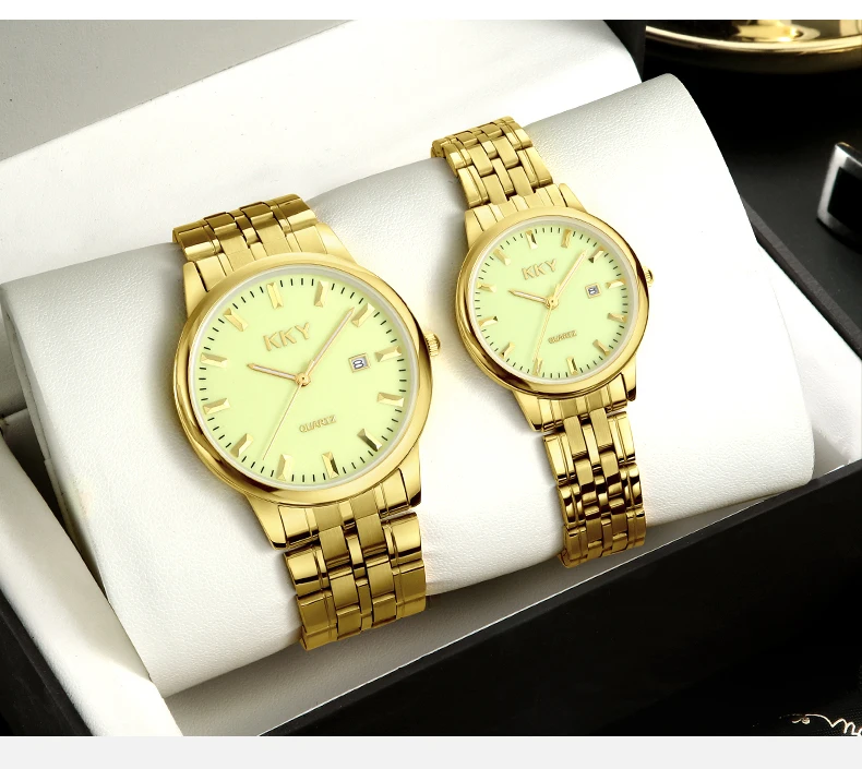 KKY New Brand Creative Golden Briquette Design Quartz Men Women Watches Relogio Masculino Luxury Wrist Watches Female Male Clock