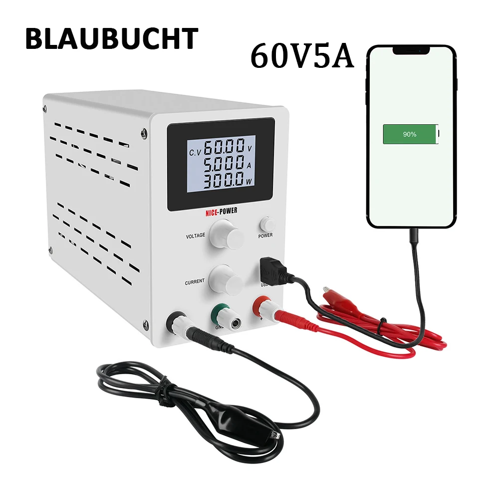 BLAUBUCHT лаборатории постоянного тока Регулируемый Питание 60V 5A настраиваемая