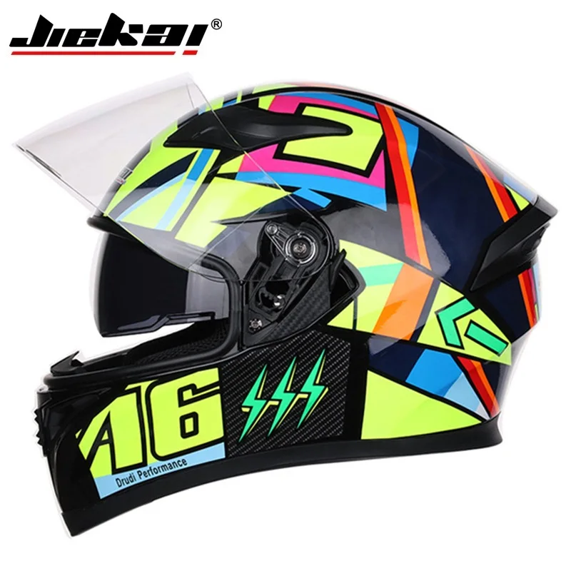 

Professional Flip Up Motorcycle Helmets JIEKAI Dual Lens Full Face Helmets Racing Crash Helmet 2020 Motocross Casco Moto Casque