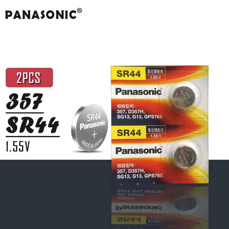 2 шт. оригинальный Panasonic 11 6*5 4 мм 1 55 в SR44 Серебряный оксид Аккумулятор для часов 357