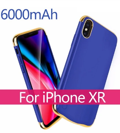 Портативный чехол для аккумулятора мобильного телефона для iPhone 6, 6s, 7, 8 Plus, X, XR, Дополнительный внешний чехол-батарея для телефона, крышка повербанка - Цвет: For XR Blue