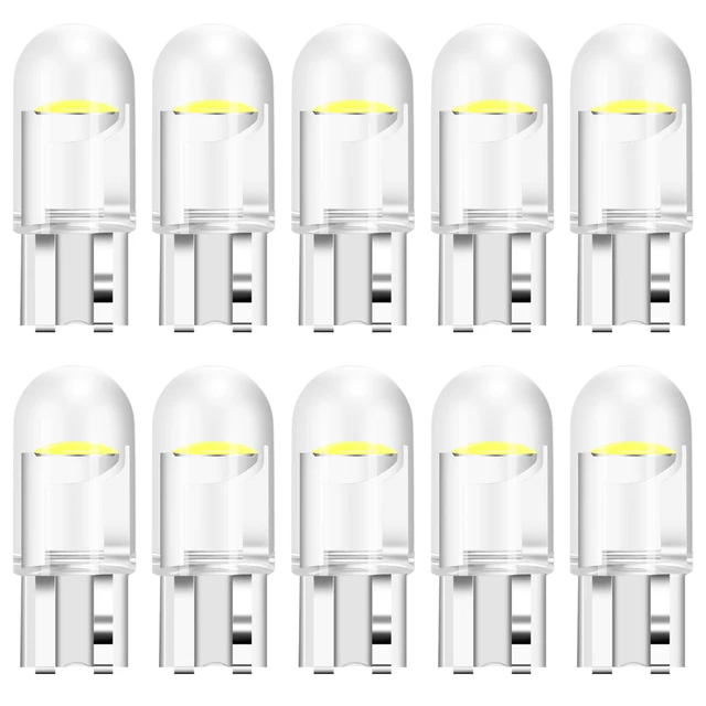 Ampoule LED de voiture W5W T10, résine xy Cob 12V 6000K, 7 couleurs, lampe  de plaque de planificateur, indicateur breton, lampe de lecture blanche,  2/5/10x