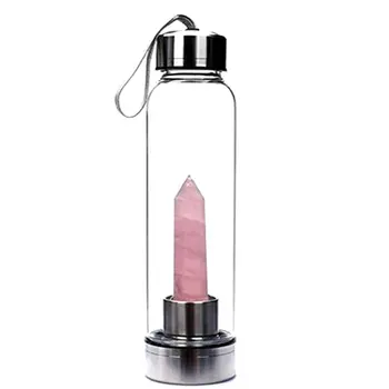 

Portable Size Funny Natural Crystal Point Healing Obelisk Wand Elixir Quartz Crystal Water Bottle Tools Best Gifts