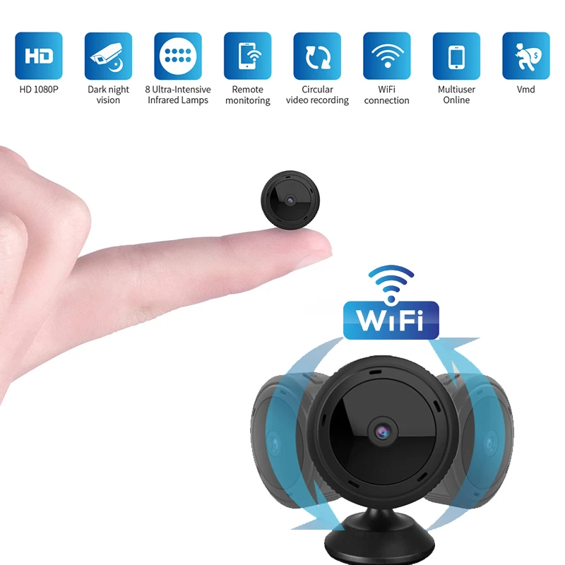 Мини камера Wi Fi с ночным видением маленькая секретная микро видео мини HD 1080p