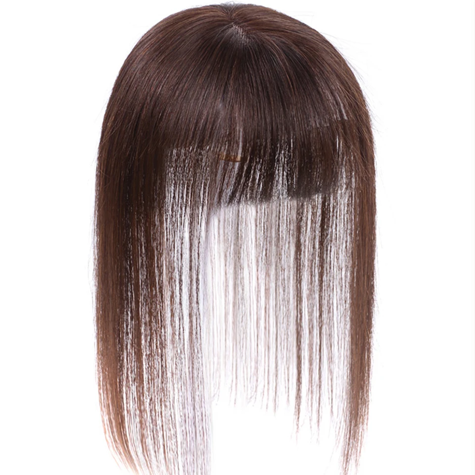 Brazilian Straight Topper Hair Remy Hair with Bangs for Women Clip-in One-piece Hair Extension Human Hair Pieces for Hair Loss