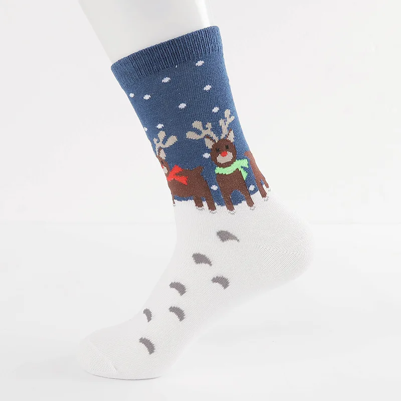 1 pair Casual Women Christmas socks Funny Cartoon Snowman Santa Claus elk flake socks Cotton Christmas Gift for women - Цвет: Черный