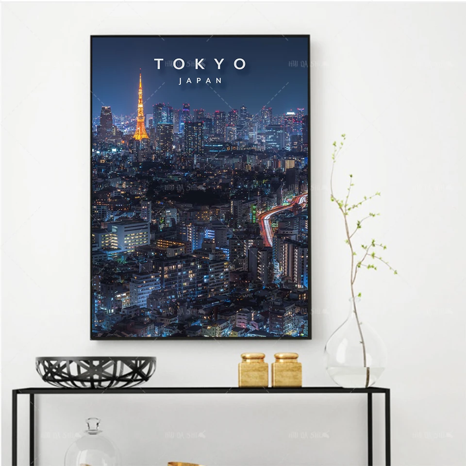 

Canvas Painting Prints Tokyo By Night Scenery Picture Nordic Home For Living Room Decor Wall Artwork Modular Modern Poster Gift