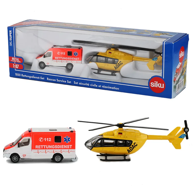 Siku 1: 87 скорая помощь игрушка скорая помощь модель вертолета Спасательная команда самолет обычный грузовик модели игрушки для детской коллекции - Цвет: 1850
