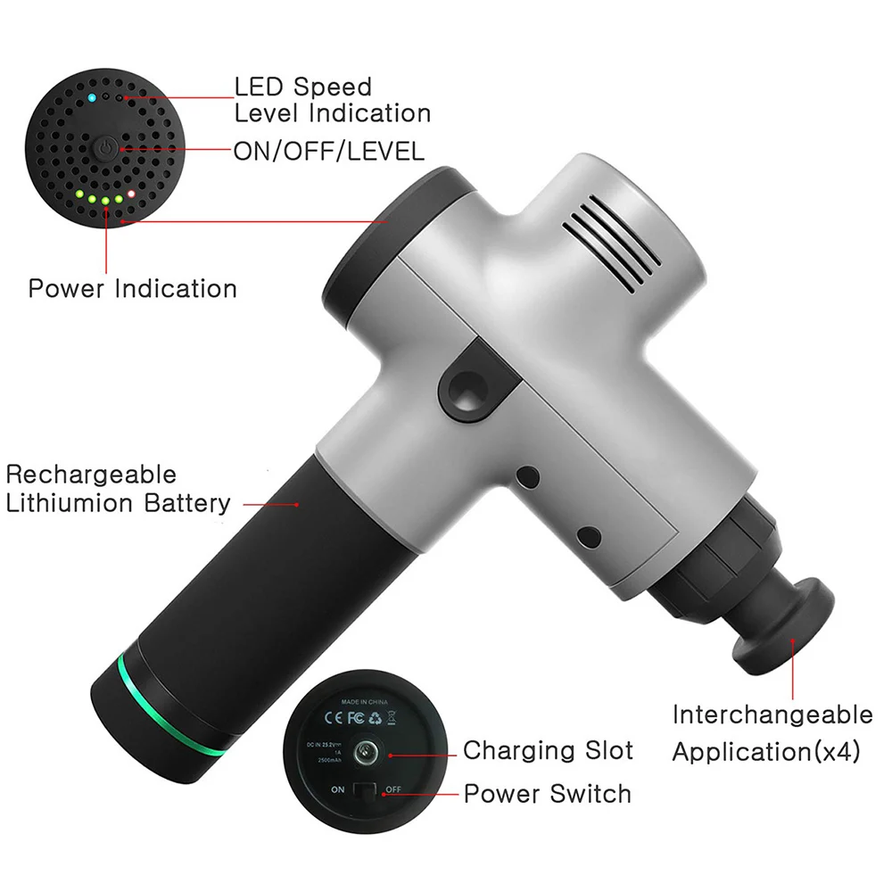 Пистолет для массажа мышц, массажер для тела из глубоких тканей, терапия, пистолет, EMS, стимулятор мышц, тренировка, облегчение боли, формирование, уход за здоровьем
