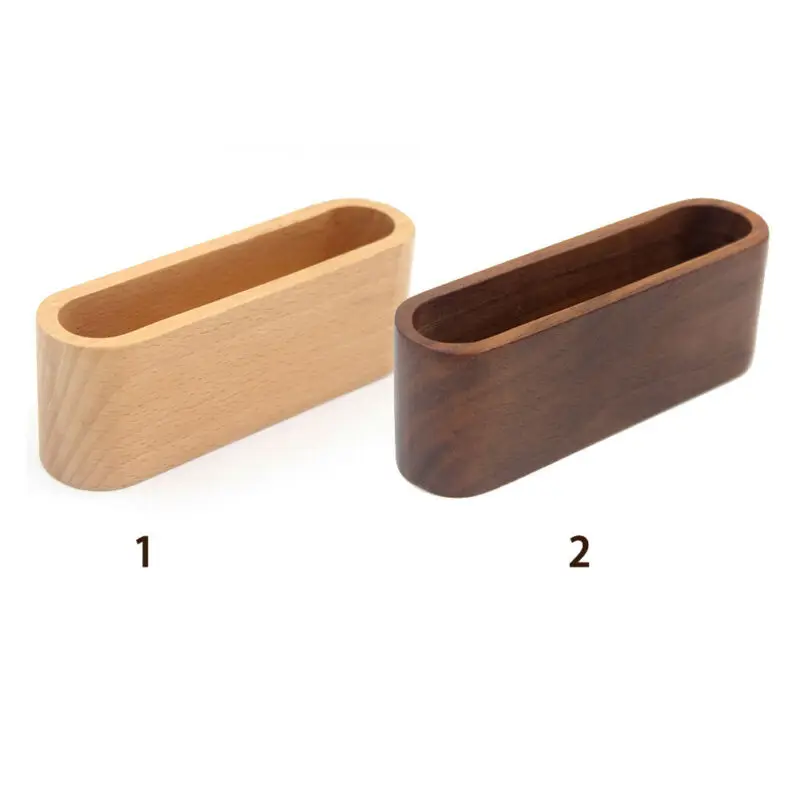 Business Card Holder Container Display Device Wooden Desk Storage Rack Organizer Light Wood Color/ Dark Wood Color