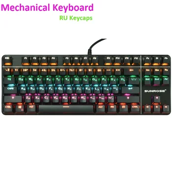 

Green Axis Gaming Mechanical Keyboard USB Wired 87 Keys Keyboards for Laptop Desktop Russia & English Layout Keyboard