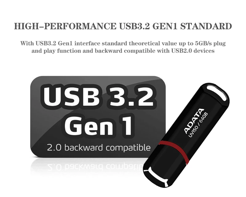 32gb usb ADATA USB 3.2 Gen 1 Black Memory Stick 16gb 32gb 64gb 128gb High Speed Portable Pendrive UV150 Storage Disk For Computer type c flash drive