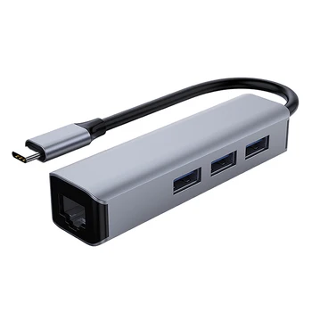 

Type-C 4 in 1 Hub, Type-C to Gigabit Network Interface + 3 USB3.0 Port Hub Expanders