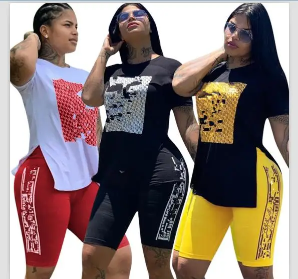 

new Print 2 Piece Set Women 2019 summer Fashion Two Piece Set Sexy summer clothes for women And Shorts Set Sportwear