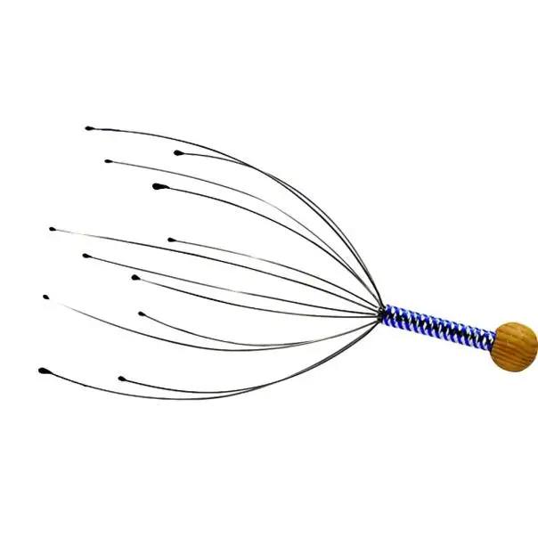 1 шт. Массажер для расслабления головы с 12 пальцами, массажер для волос, спа-салон, для кожи головы, шеи, снятия стресса, массажный релиз головы, массажер со стальным шариком