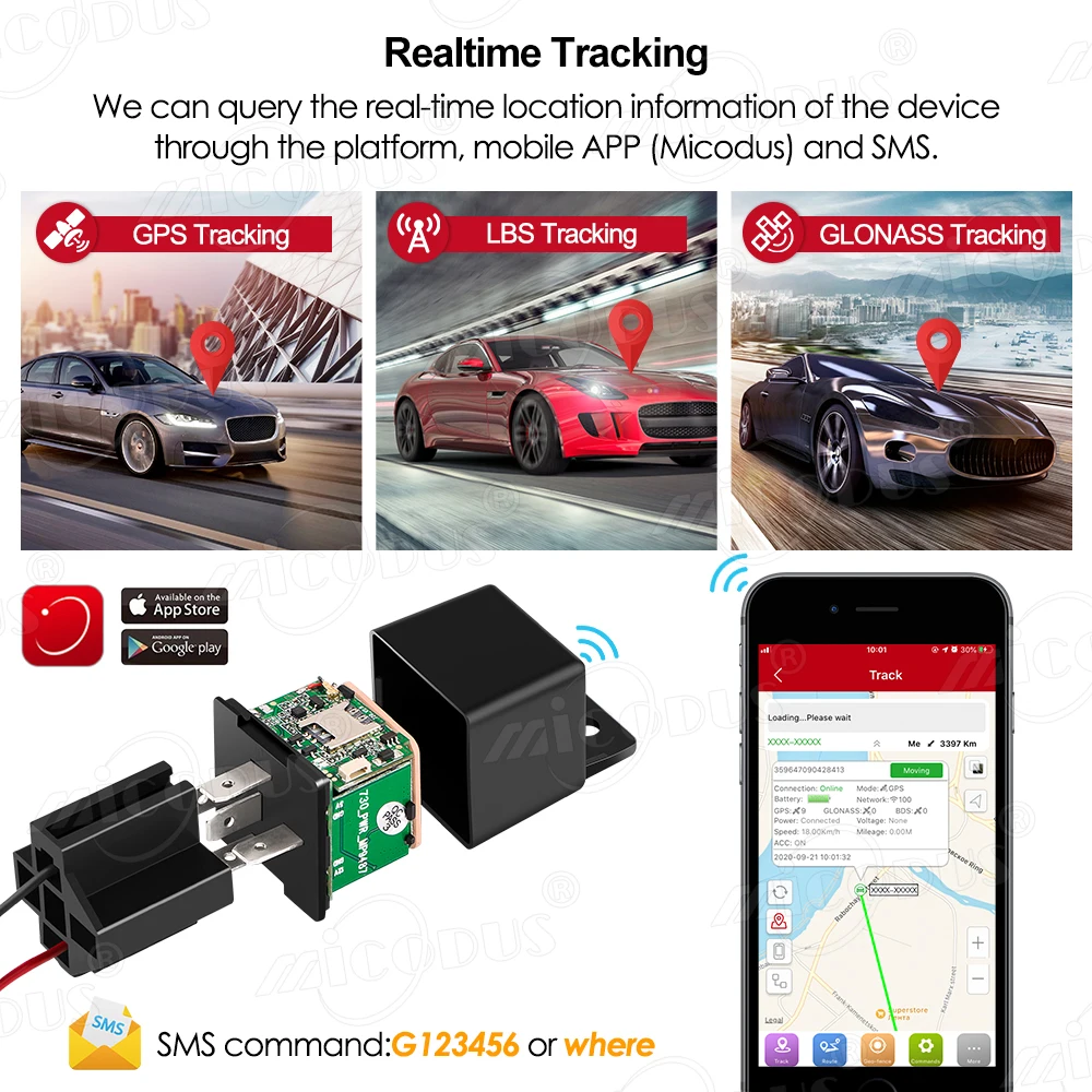 GPS Tracker Car GPS Relay Micodus MV740 MV720 allarme per auto localizzatore GPS 9-90V Shock Alert Cut Off Fuel ACC Detec APP gratuita PK CJ720