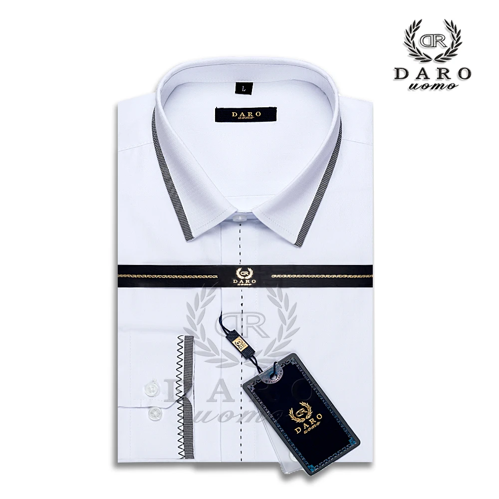 Мужская хлопковая рубашка с длинным рукавом Однотонная под смокинг