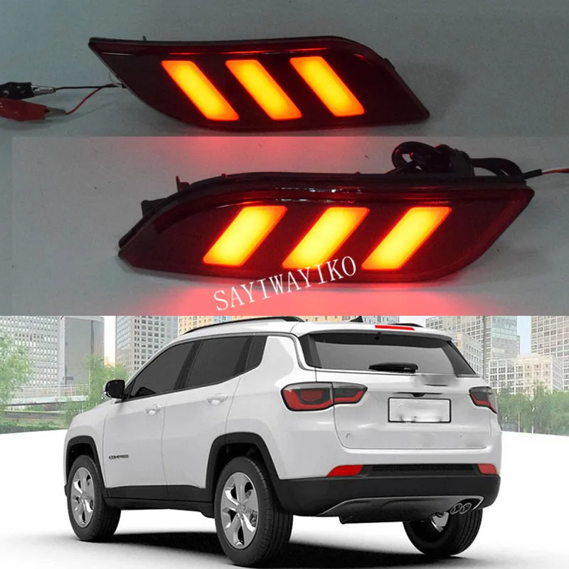 1 пара для Jeep compass светодиодный светильник заднего бампера, лампа дальнего света и тормозной светильник, предупреждающий светильник, красная крышка