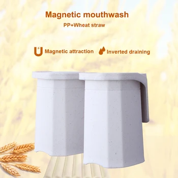 

bathroom set two toothbrush cups with magnetic hold Eco-friendly material