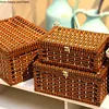 Rattan Weaving Storage Box with Lid Household Desktop Debris Storage Box Living Room Snacks Bedroom Clothing Storages Basket ► Photo 2/6