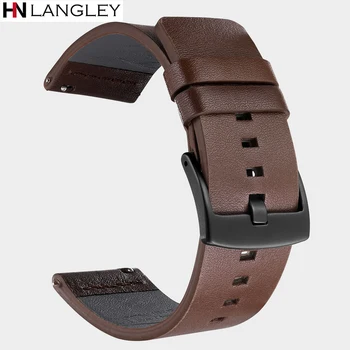 

20mm 22mm Genuine Leather Watch band Strap for Samsung Galaxy Watch Active 42 46mm Gear S3 Watch Band Quick Release 18/24 mm