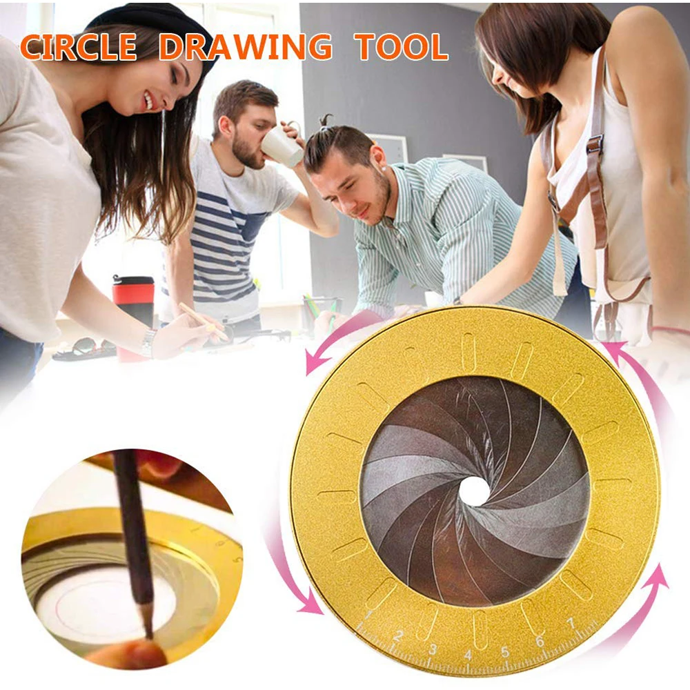 

Round Circle Tool Adjustable Measurement Stainless Steel Creative Drawing Ruler With Size Measure Marks Drawing Geometric Tool