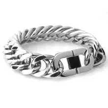 13-22 мм тяжелые мужские браслеты серебряный браслет из нержавеющей стали кубинские звенья цепи браслеты для мужчин и женщин оптом ювелирные изделия подарок 7-11"