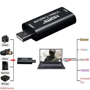 

USB HDMI Video Capture Card Live Streaming VHS Grabber Recorder Teaching Recording HD 1080P For PS4 Game DVD Camera