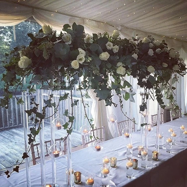 

12pcs)New Style Acrylic Clear rectangle Frame Centerpiece Flower Stand For Wedding Table Decoration 1375