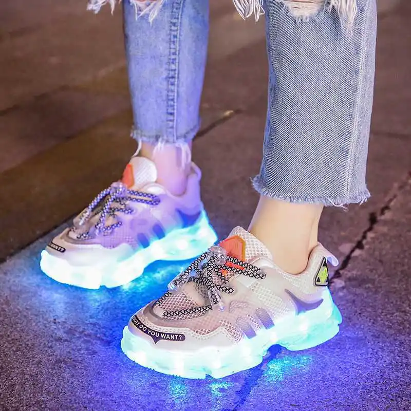 

CAPSELLA KIDS USB Charging Glowing Casual Shoes Sneakers Boys Breathable Led Light Up Sneakers Girls Luminous Sneakers 25-35
