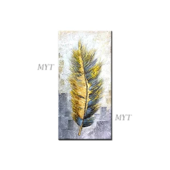 

Blue And Yellow Feathers Abstract Oil Painting On Canvas Living Room Home Pictures Modern Wall Art Paintings 100% Handpainted
