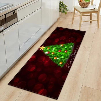 

Christmas Tree Decorative Floor Mat Non-Slip Entrance Door Mat Long Kitchen Bathroom Carpet Bath Rug Xmas Decorations for Home