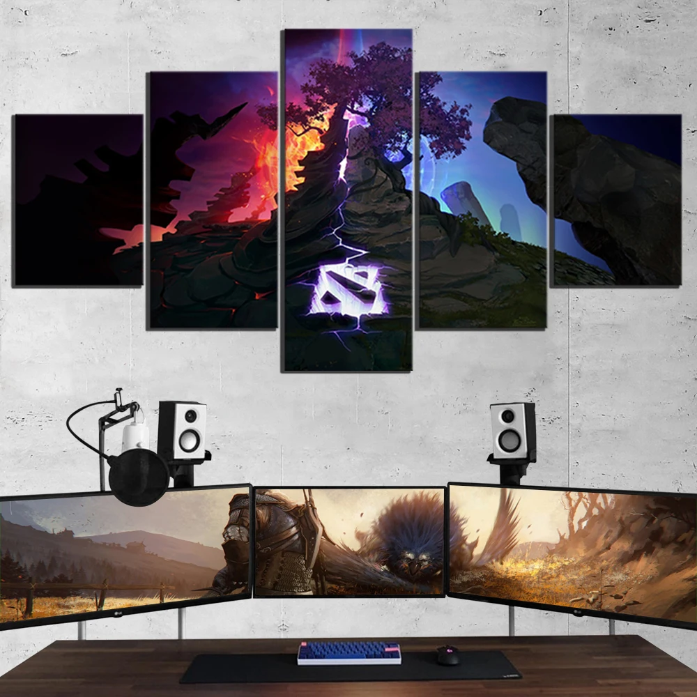  Wall Art Painting Canvas 5 Panel DOTA 2 Game Poster Canvas Printed Home Decor For Living Room Artwo