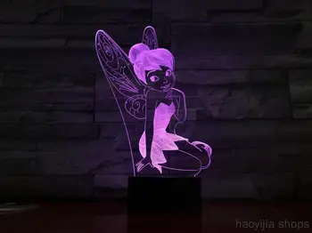 

New 7 color changing table lamp princess bell figure Usb 3d led night light decoration girl child baby gift fashion