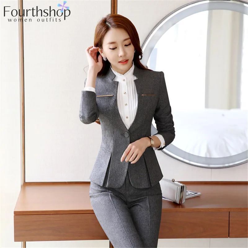 New Women Set Full Sleeve Ruffles Blazers Pants Suit Two Piece Set Office  Lady Business Wear