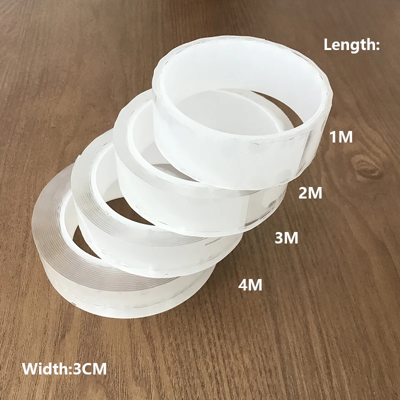1/2/3/5M Nano лента-липучка «Magic Tape» двусторонний скотч Двухсторонняя клейкая NoTrace многоразовые Водонепроницаемый клейкая лента Очищаемый дома gekkotape