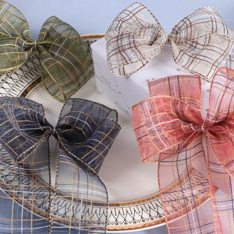 

Hair Accessories Checkered Ribbon DIY Tartan Plaid Pattern 16 25 38mm Handmade Material Organza Lace Tape Both Side For Blouse