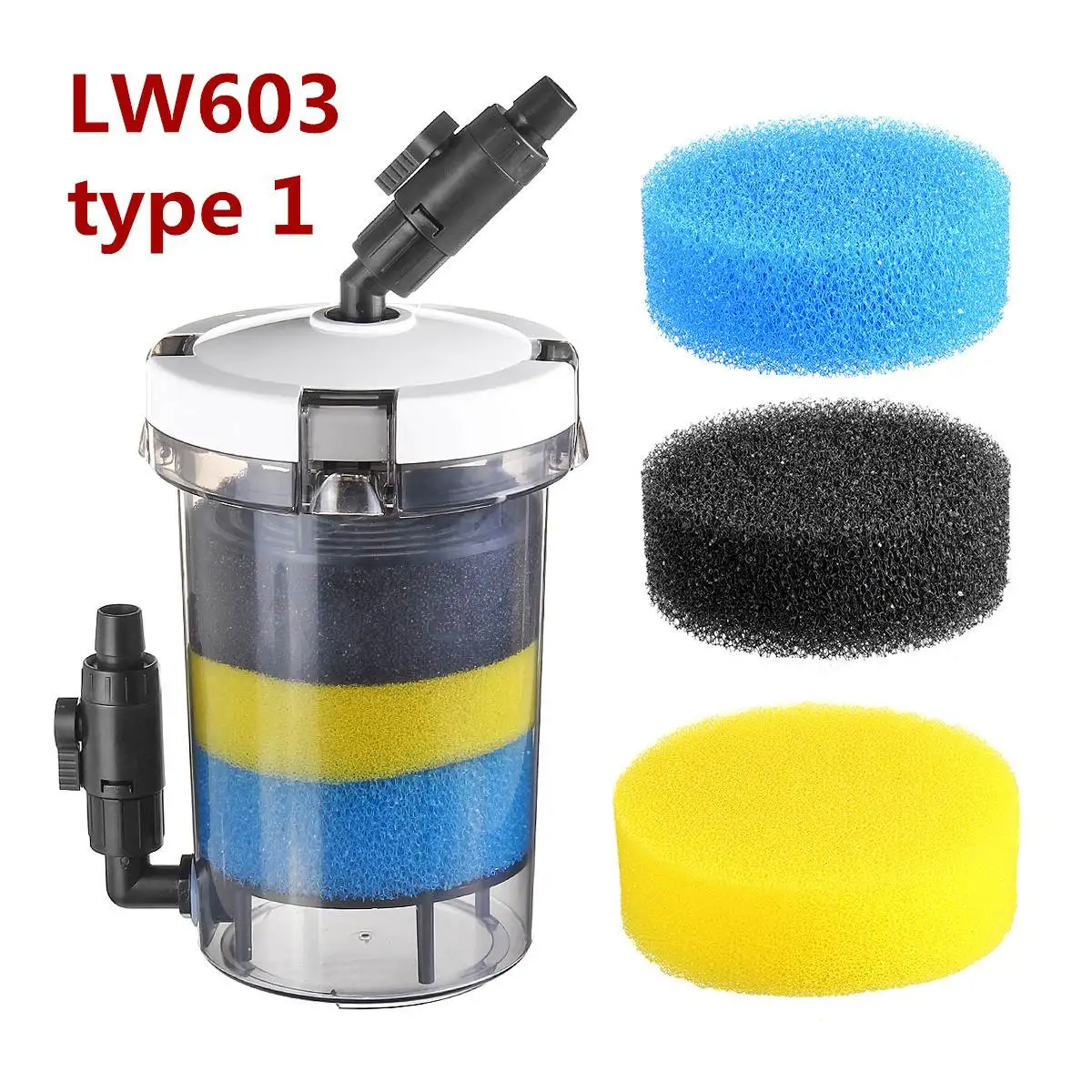 15W 220 V-240 V аквариум фильтр ультра-тихий внешний аквариумный фильтр ведро аквариум фильтр насоса LW602 LW603 w/Губка аксессуары - Цвет: LW603 type 1