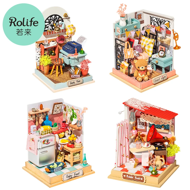 Robotime Rolife DIY Wooden Doll house Taste Life Dollhouse Sweet Dream Miniature House Kits Bubble Bath Toys for Children Adult | Игрушки и