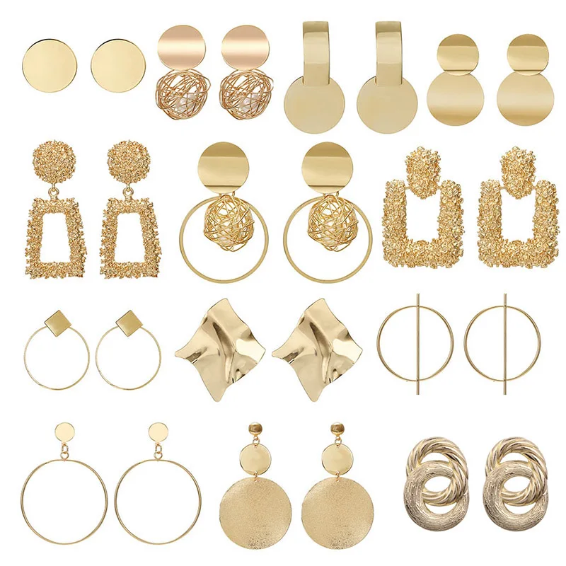 

Fashion Earrings For Women 2019 Statement Brincos Geometric Circle Hanging Dangle Drop Earrings Party Jewelry Pendientes