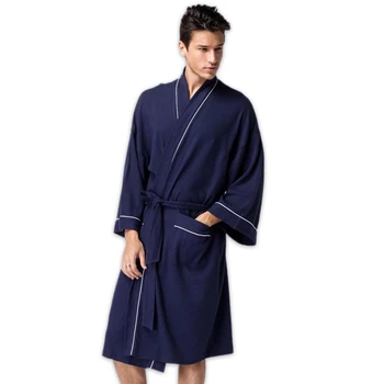 

Waffle cotton couples bathrobes women Unisex simple hotels SPA robes women casual Sauna kimono robes men Plus size
