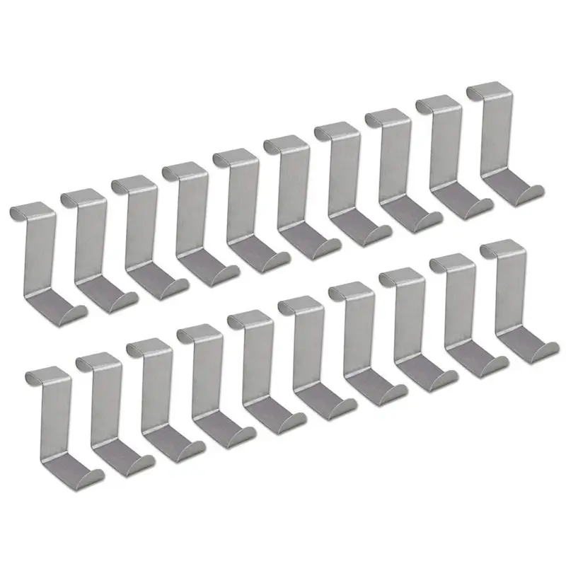 

BESTSet of 16 Hooks Door Chair Hooks on Kitchen Door Stainless Steel Reversible for Home Kitchen Bathroom Office Toillette